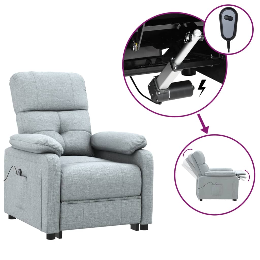 vidaXL Fauteuil elektrisch verstelbaar stof lichtgrijs