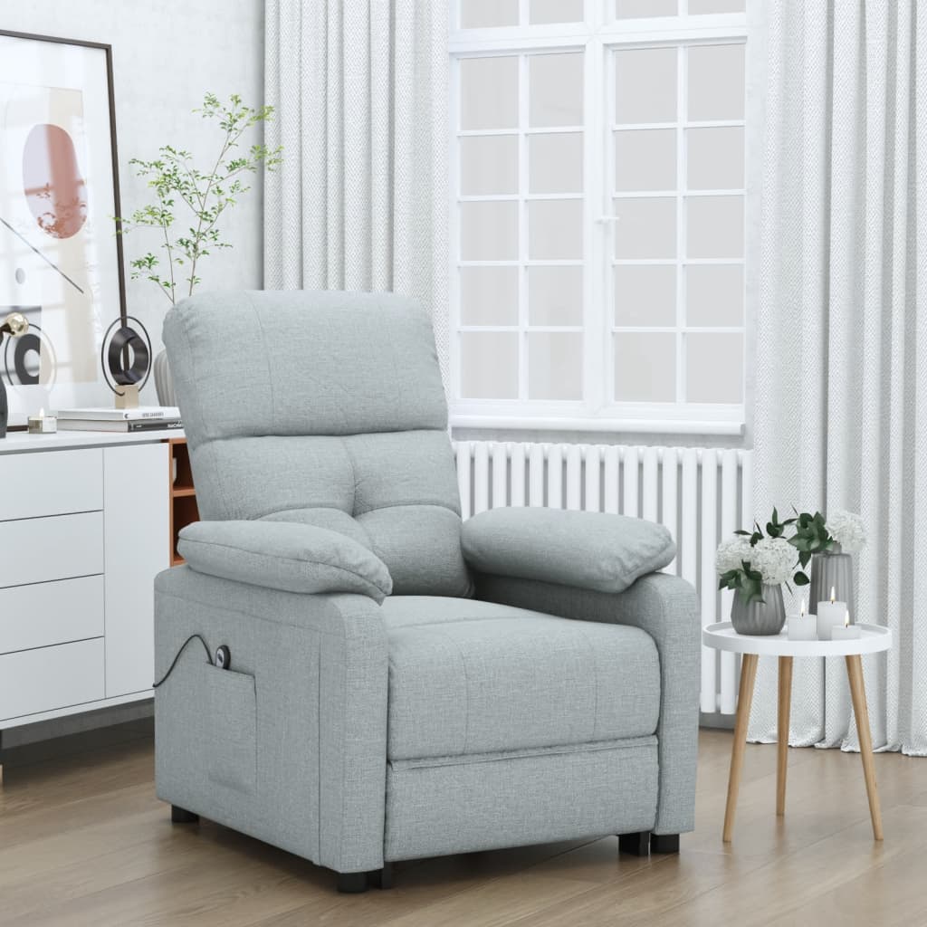 vidaXL Fauteuil elektrisch verstelbaar stof lichtgrijs