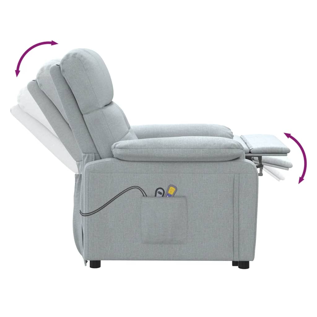 vidaXL Electric Massage Chair Fabric Light Grey