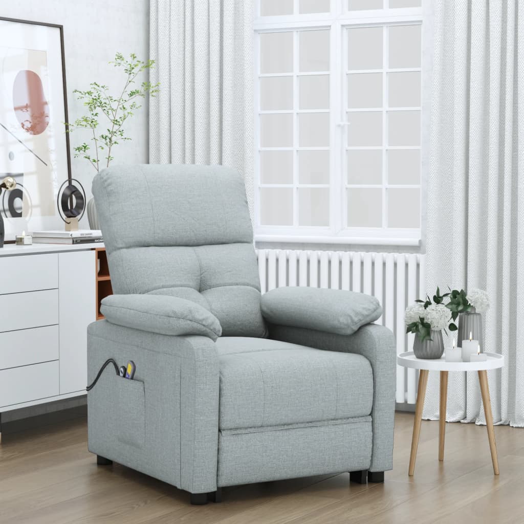 vidaXL Electric Massage Chair Fabric Light Grey