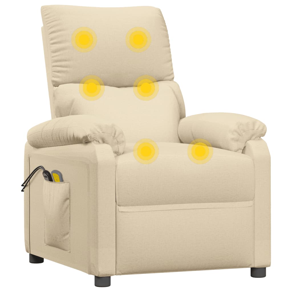 vidaXL Electric Massage Chair Fabric Cream