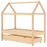vidaXL Kids Bed Frame with Drawer Solid Pine Wood 70x140 cm