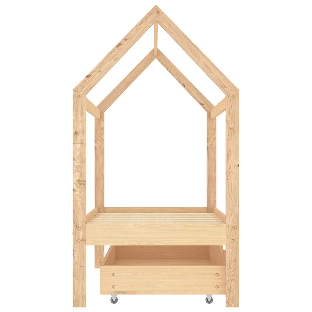 vidaXL Kids Bed Frame with Drawer Solid Pine Wood 70x140 cm