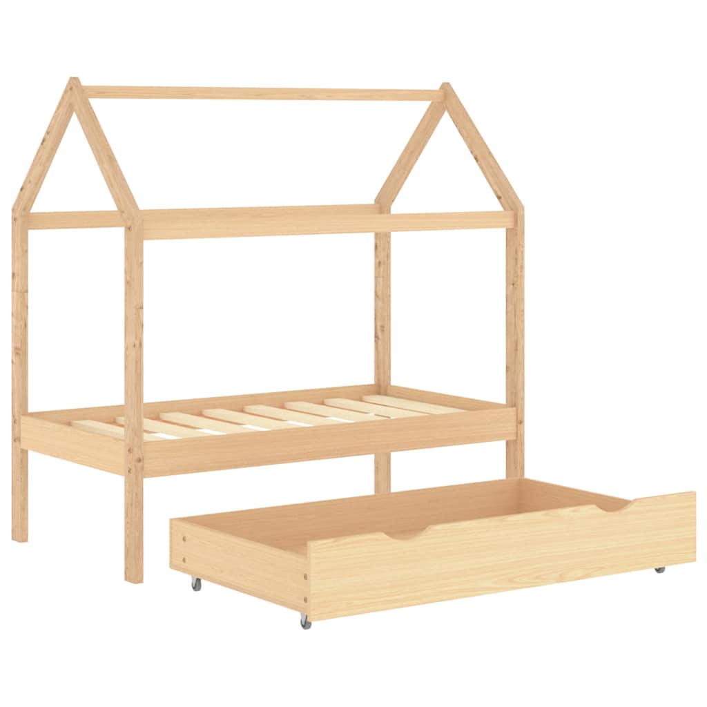 vidaXL Kids Bed Frame with Drawer Solid Pine Wood 70x140 cm