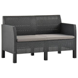 vidaXL 2-delige Loungeset met kussens PP rattan antracietkleurig