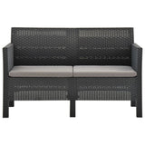 vidaXL 2-delige Loungeset met kussens PP rattan antracietkleurig