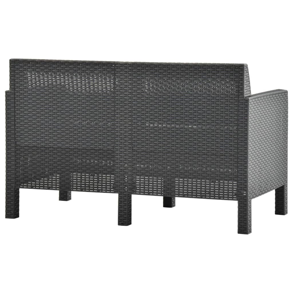 vidaXL 2-delige Loungeset met kussens PP rattan antracietkleurig