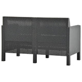 vidaXL 2-delige Loungeset met kussens PP rattan antracietkleurig