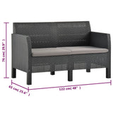 vidaXL 2-delige Loungeset met kussens PP rattan antracietkleurig