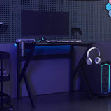vidaXL Gamingbureau met K-vormige poten 90x60x75 cm zwart
