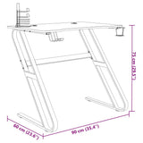 vidaXL Gamingbureau met ZZ-vormige poten 90x60x75 cm zwart