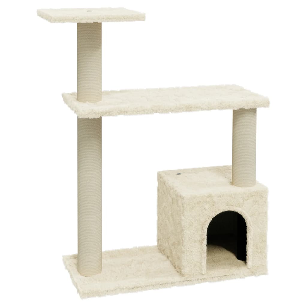 vidaXL Cat Scratching Tree with Sisal Scratching Posts 70 cm Cream