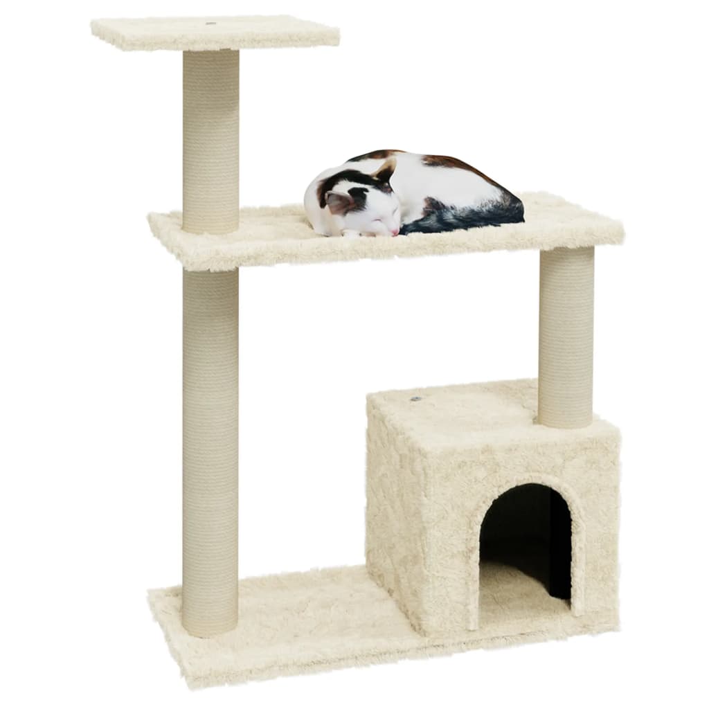 vidaXL Cat Scratching Tree with Sisal Scratching Posts 70 cm Cream