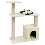 vidaXL Cat Scratching Tree with Sisal Scratching Posts 70 cm Cream