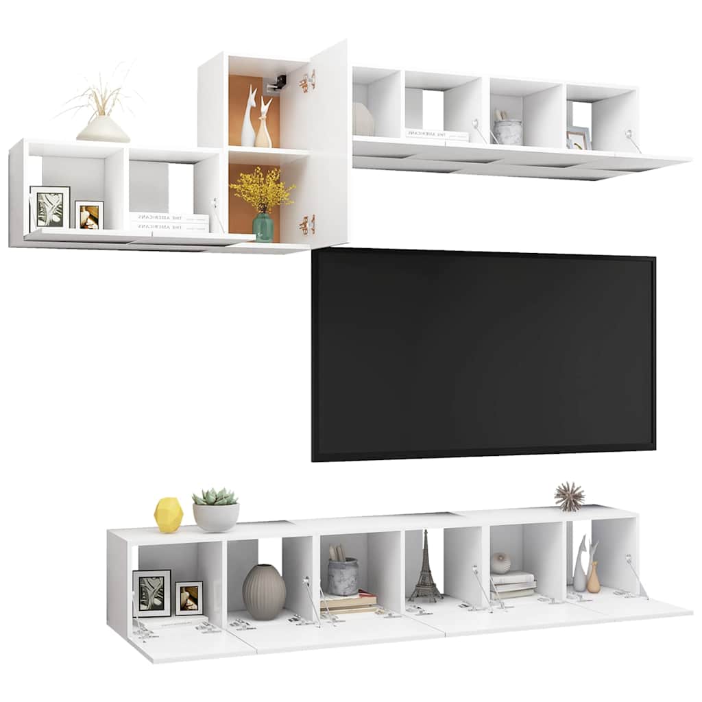 vidaXL 7-Piece TV Cabinet Set Engineered Wood White