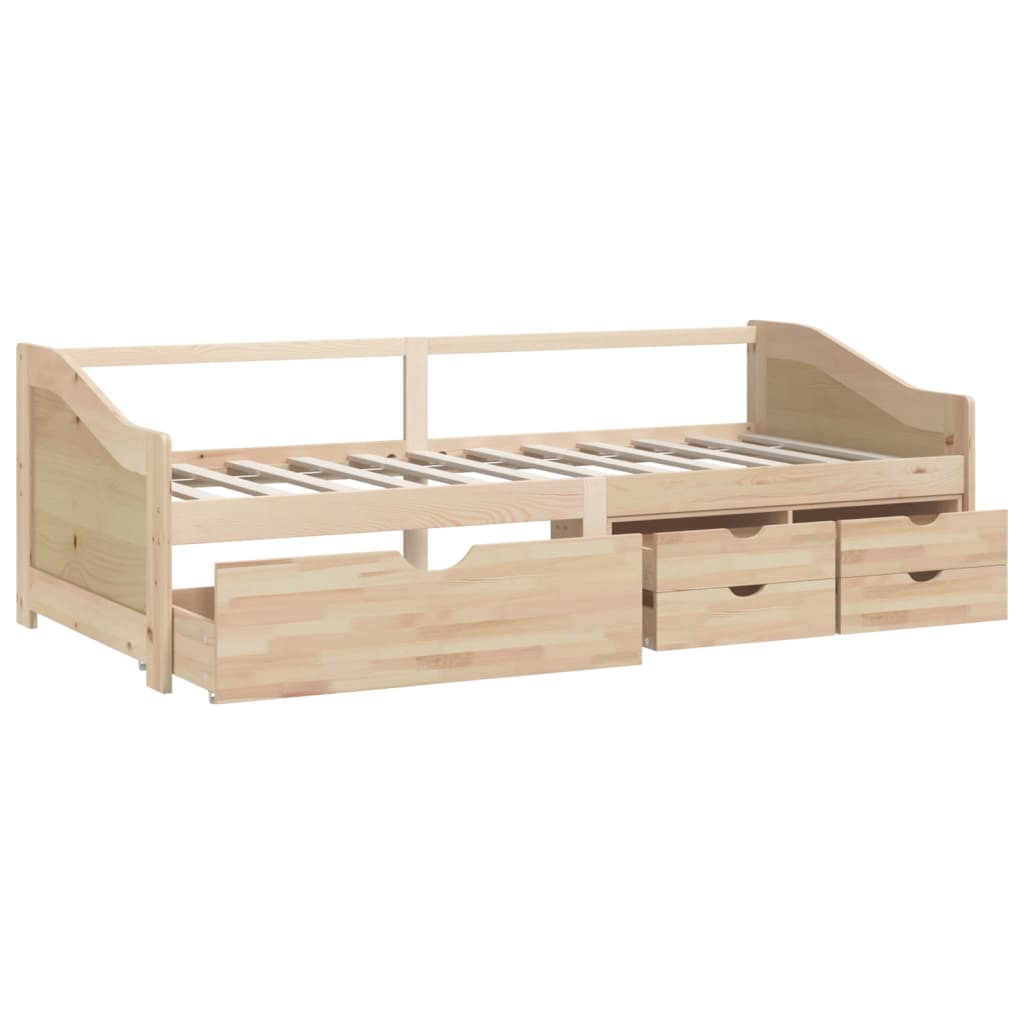 vidaXL Bedbank 3-zits met lades massief grenenhout 90x200 cm
