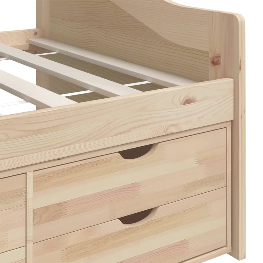 vidaXL Bedbank 3-zits met lades massief grenenhout 90x200 cm