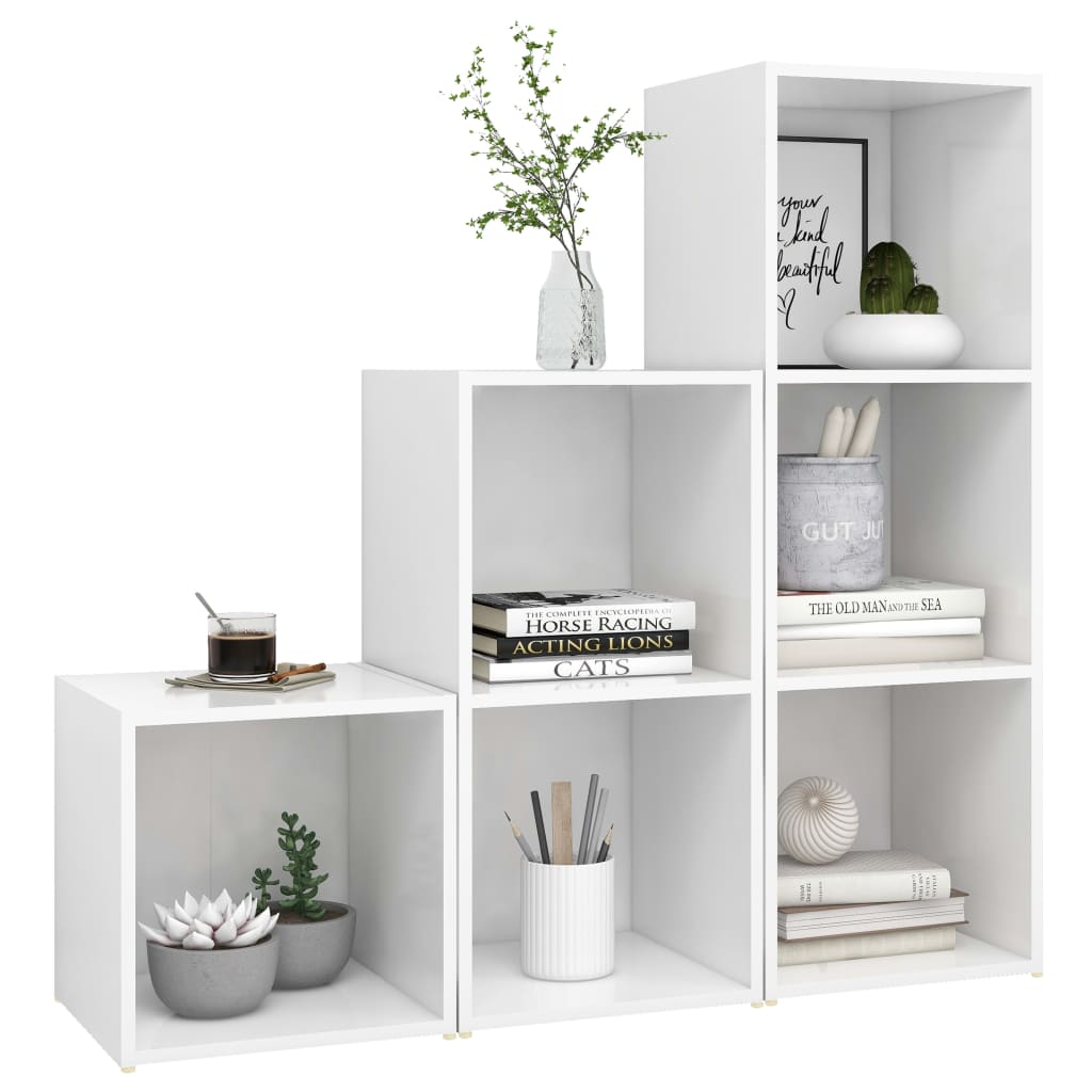 vidaXL 3-Piece TV Cabinet Set Engineered Wood White