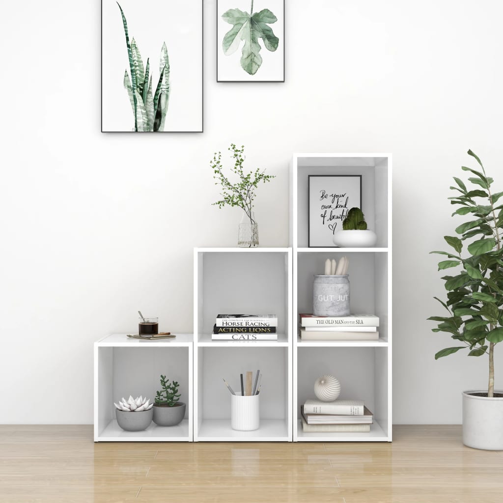 vidaXL 3-Piece TV Cabinet Set Engineered Wood White