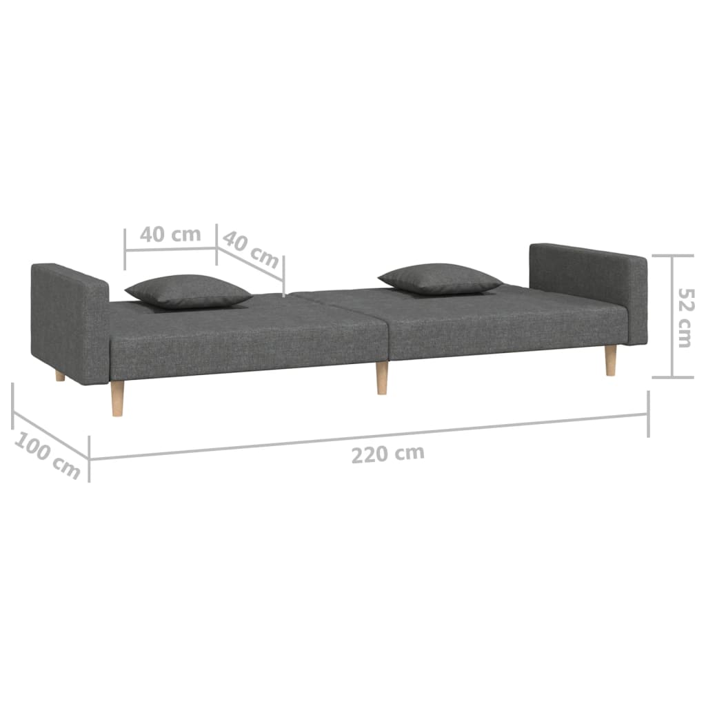 vidaXL 2-Seater Sofa Bed with 2 Pillows Fabric Dark Grey