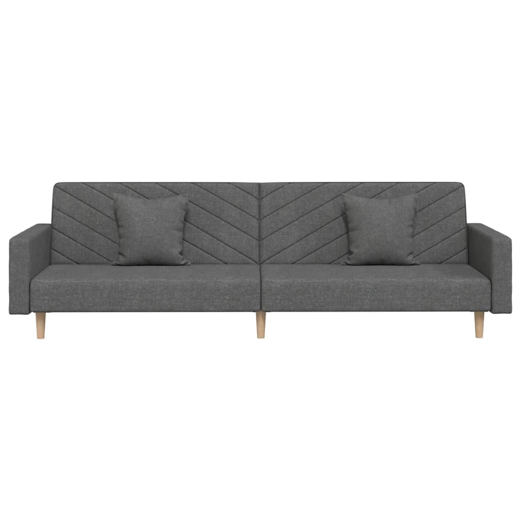 vidaXL 2-Seater Sofa Bed with 2 Pillows Fabric Dark Grey
