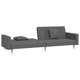 vidaXL 2-Seater Sofa Bed with 2 Pillows Fabric Dark Grey