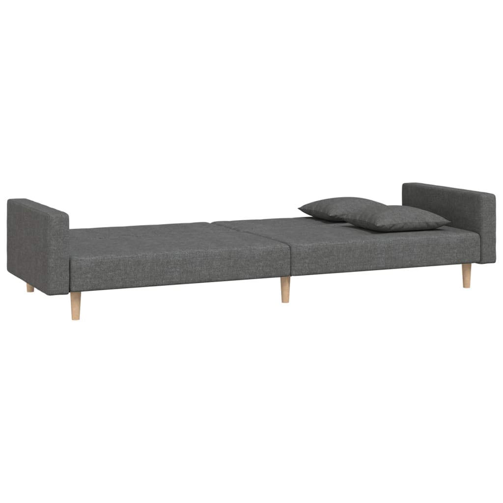 vidaXL 2-Seater Sofa Bed with 2 Pillows Fabric Dark Grey