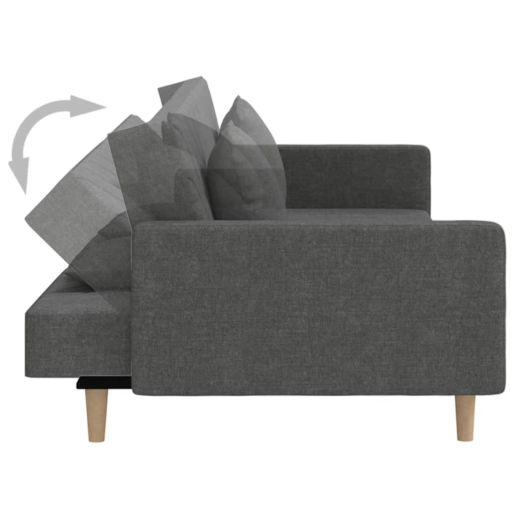 vidaXL 2-Seater Sofa Bed with 2 Pillows Fabric Dark Grey