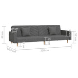 vidaXL 2-Seater Sofa Bed with 2 Pillows Fabric Dark Grey