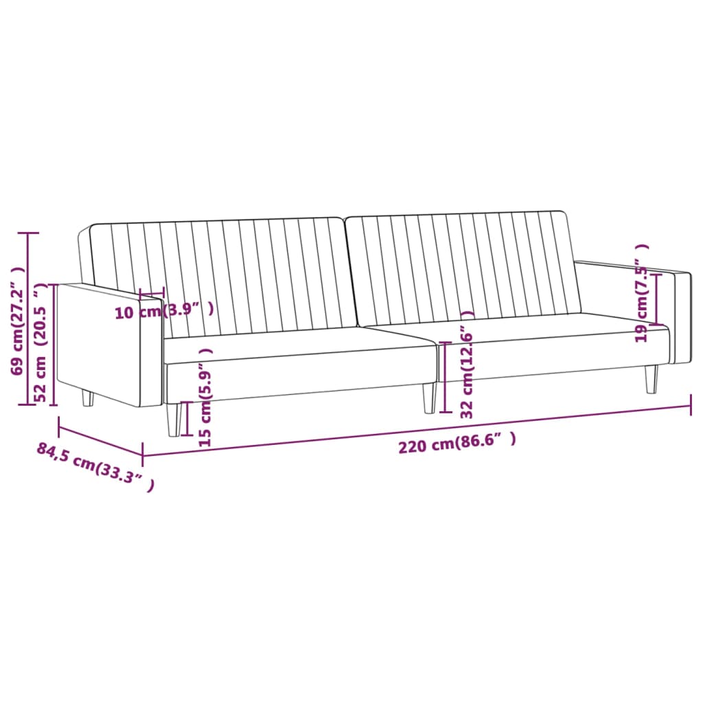 vidaXL 2 Seater Sofa Bed Artificial Leather Black