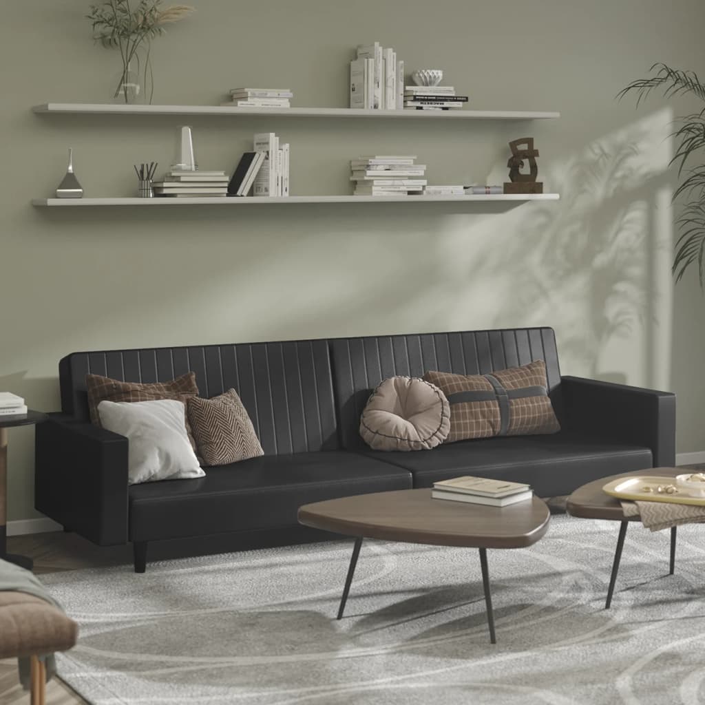 vidaXL 2 Seater Sofa Bed Artificial Leather Black