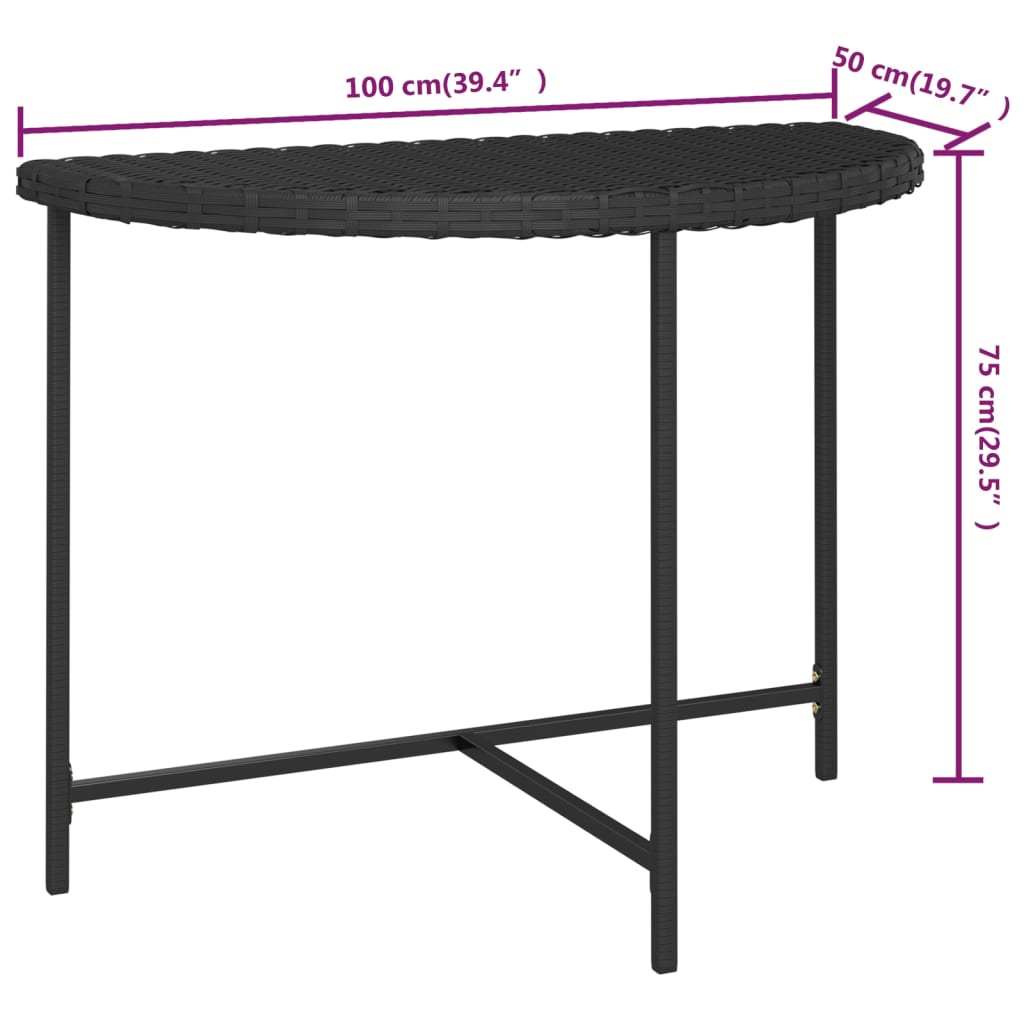 vidaXL Tuintafel 100x50x75 cm poly rattan zwart