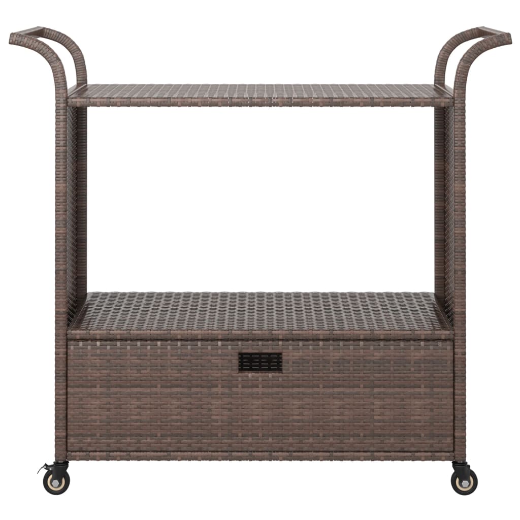 vidaXL Serveerwagen met lade 100x45x97 cm poly rattan bruin