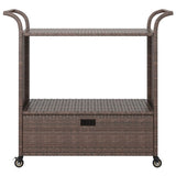vidaXL Serveerwagen met lade 100x45x97 cm poly rattan bruin