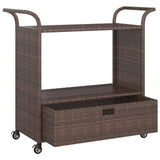 vidaXL Serveerwagen met lade 100x45x97 cm poly rattan bruin