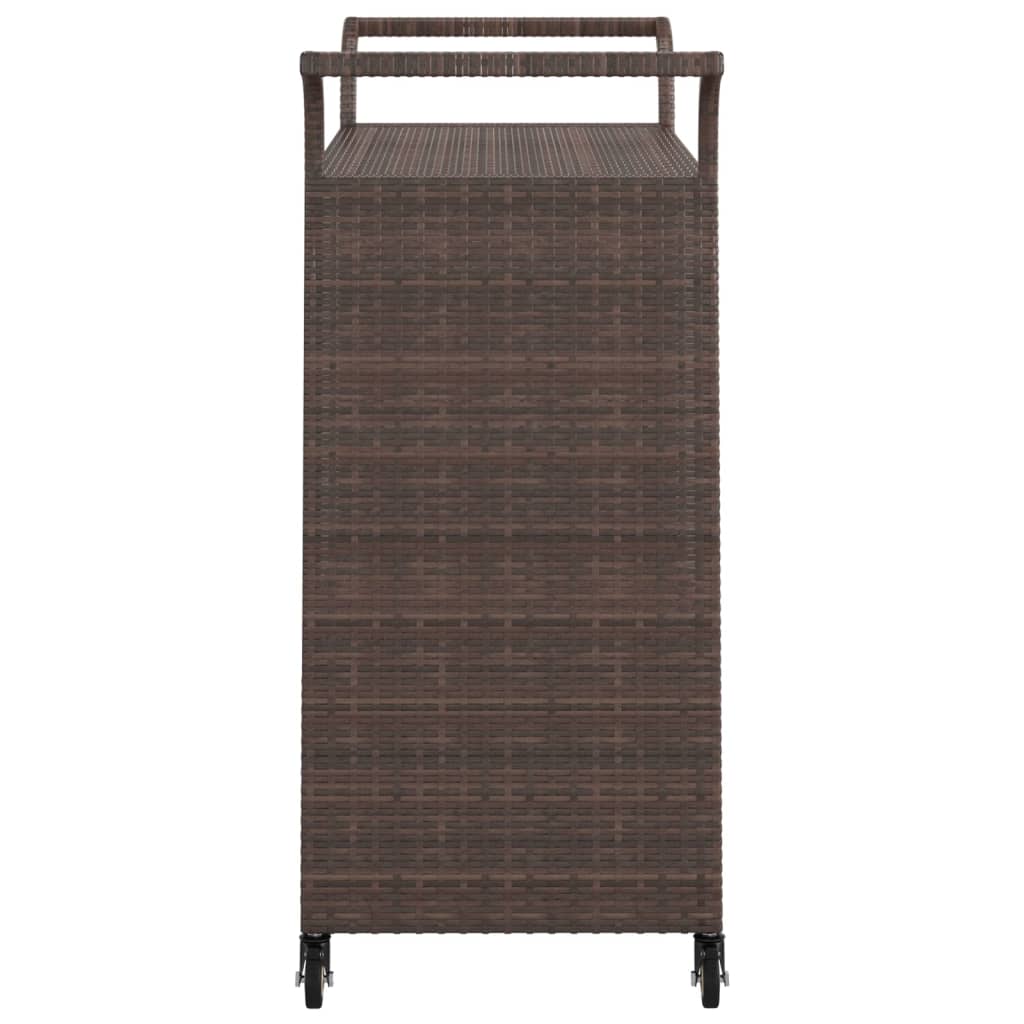 vidaXL Serveerwagen met lade 100x45x97 cm poly rattan bruin