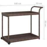 vidaXL Serveerwagen 100x45x83 cm poly rattan bruin