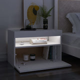 vidaXL Nachtkastje met LED-verlichting 60x35x40 cm bewerkt hout wit