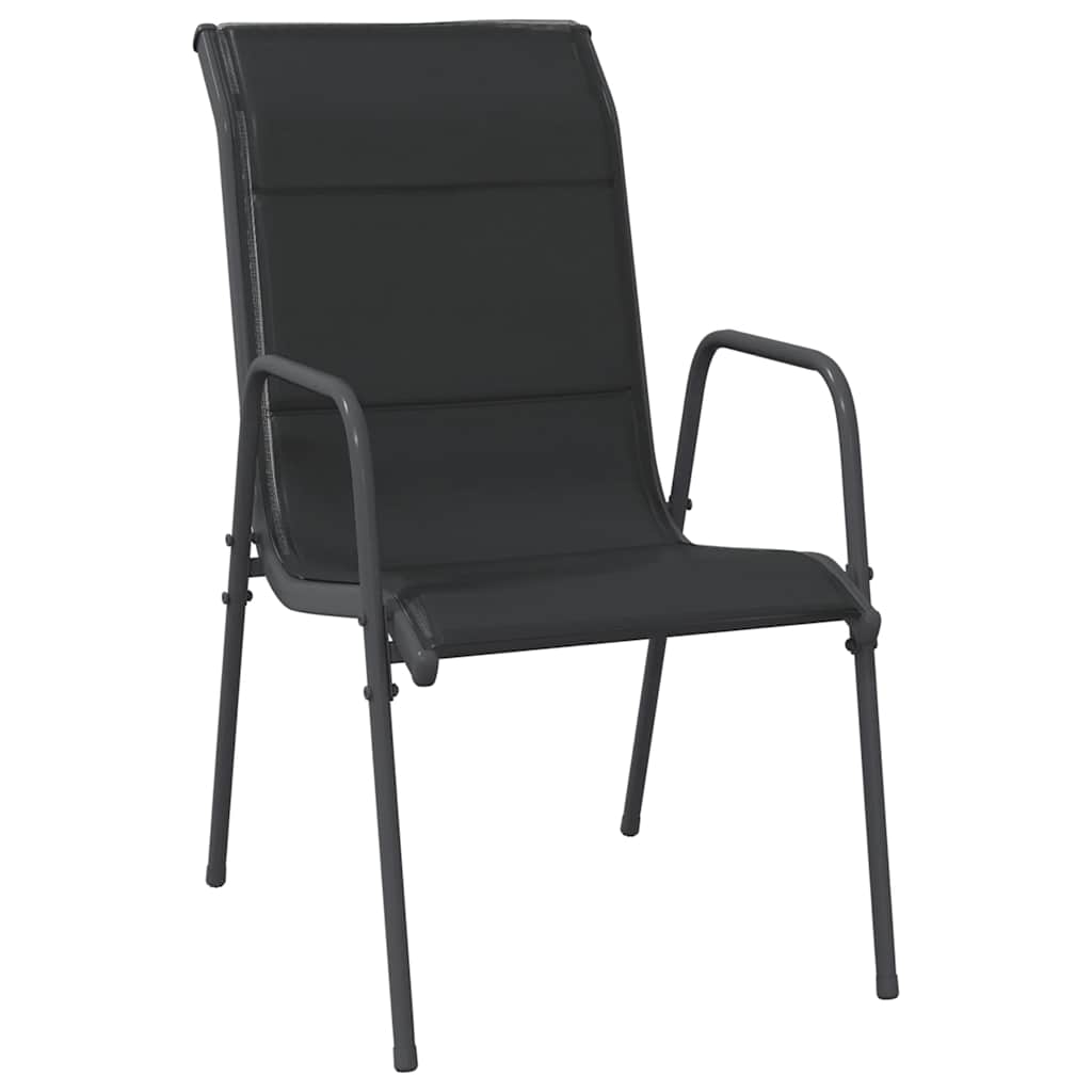 vidaXL Tuinstoelen 2 st staal en textileen zwart
