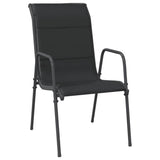 vidaXL Tuinstoelen 2 st staal en textileen zwart