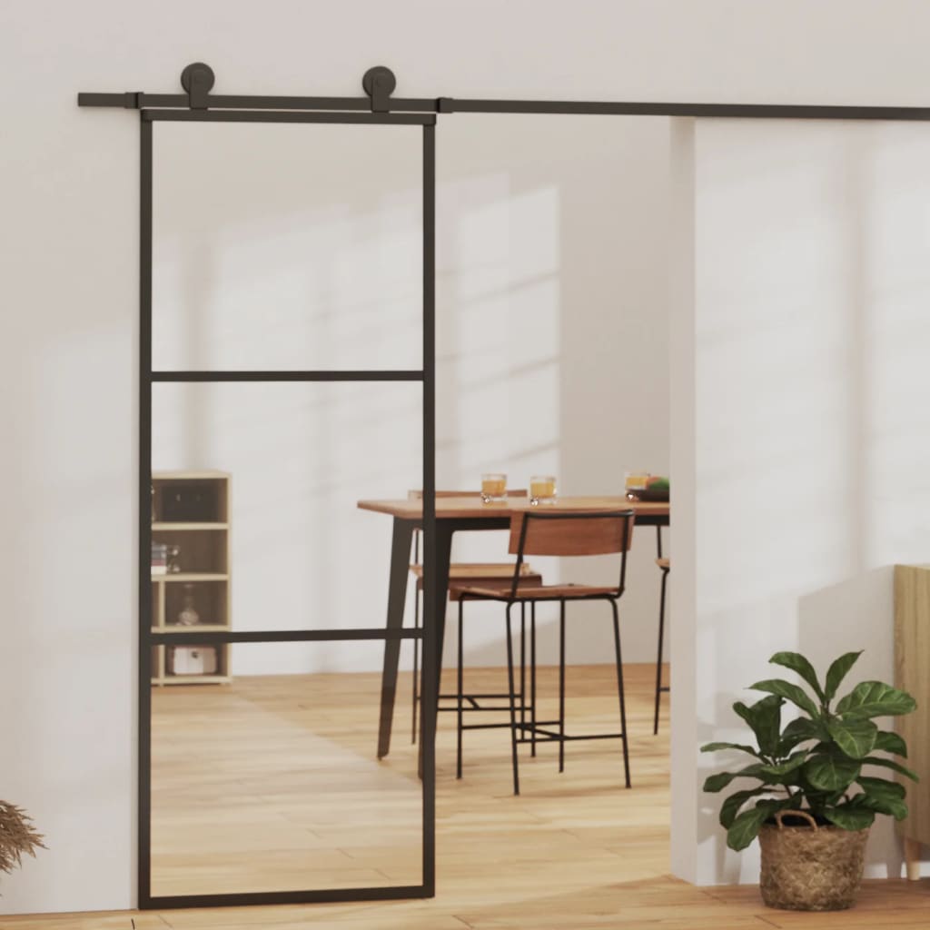vidaXL Sliding Door with Hardware 76x205 cm Aluminum and ESG Glass