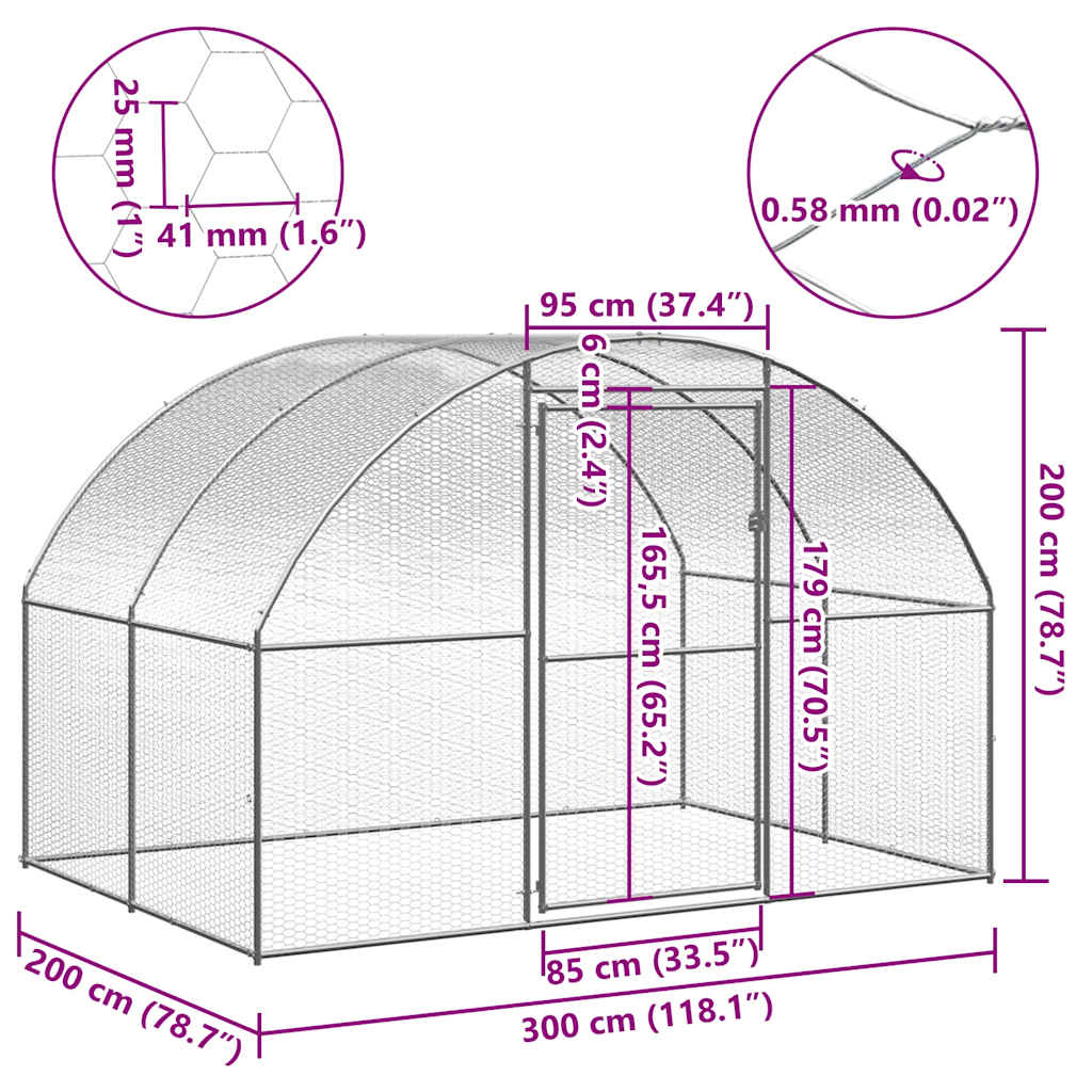 vidaXL Chicken Coop 3x2x2 m Galvanized Steel
