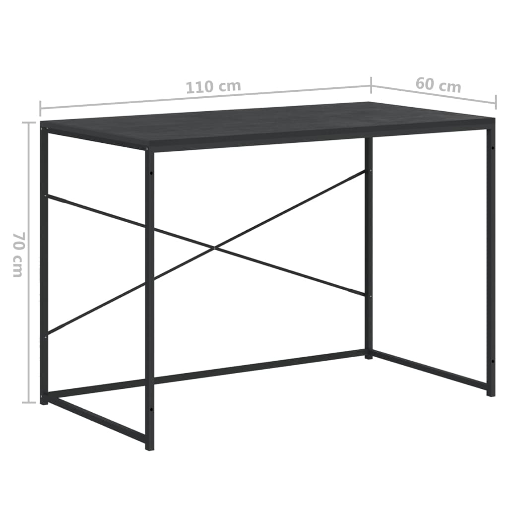 vidaXL Computerbureau 110x60x70 cm bewerkt hout zwart