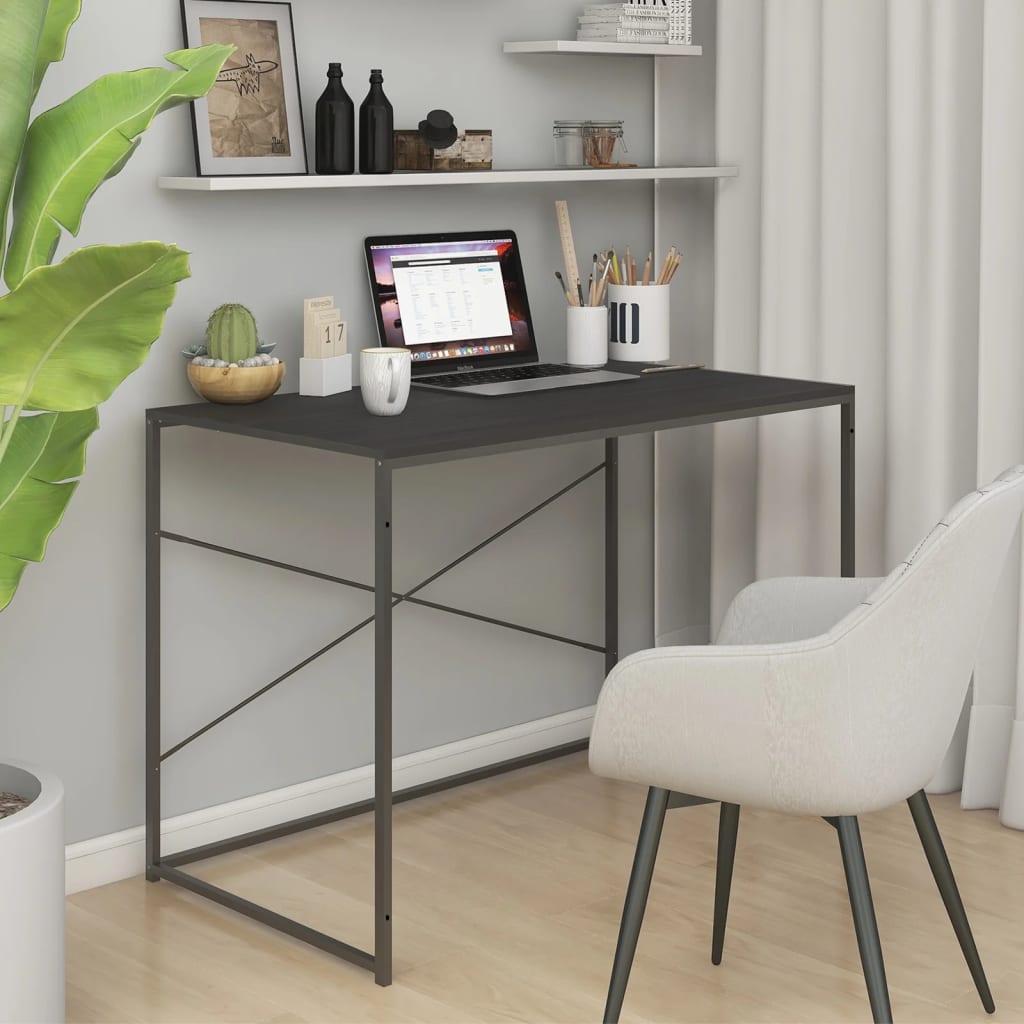 vidaXL Computerbureau 110x60x70 cm bewerkt hout zwart