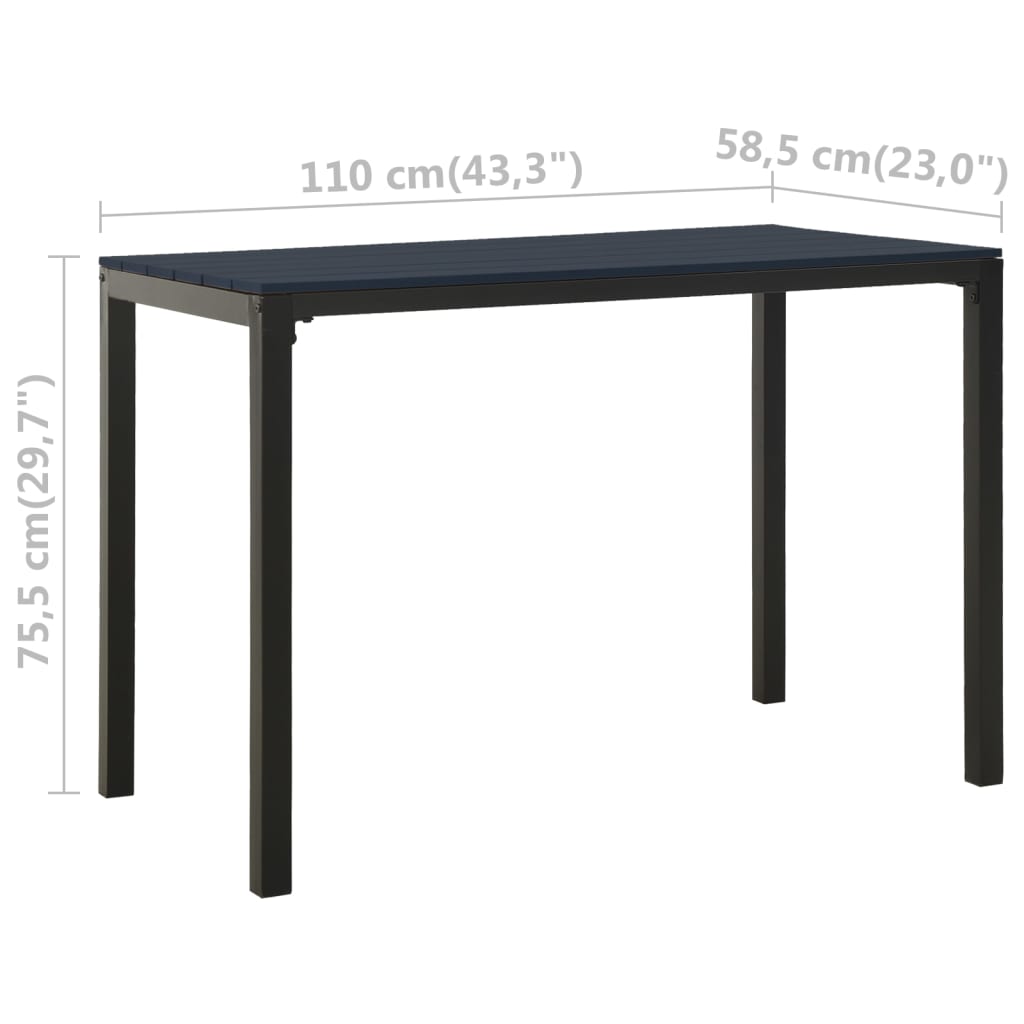 vidaXL 3-delige Tuinset staal en HKC zwart