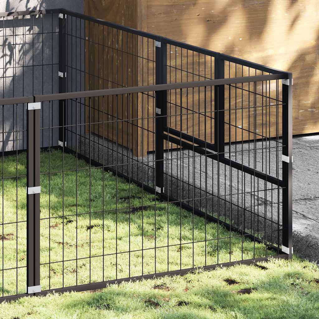 vidaXL Dog Kennel 4 m² Steel Black