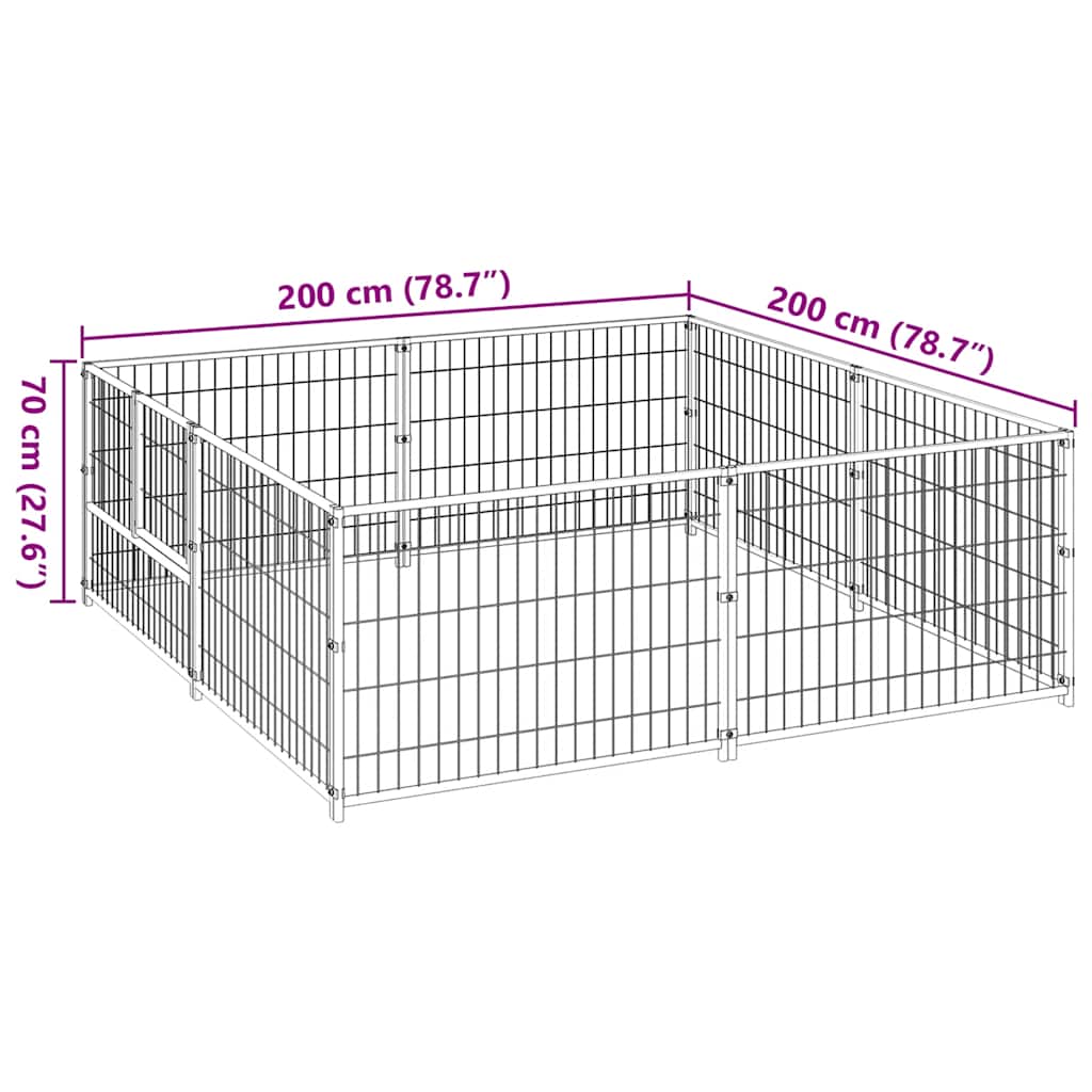 vidaXL Dog Kennel 4 m² Steel Black