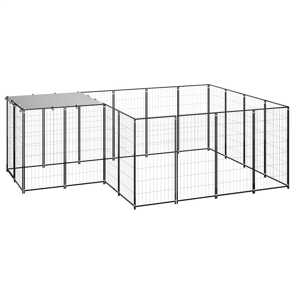 vidaXL Dog Kennel 6.05 m² Steel Black