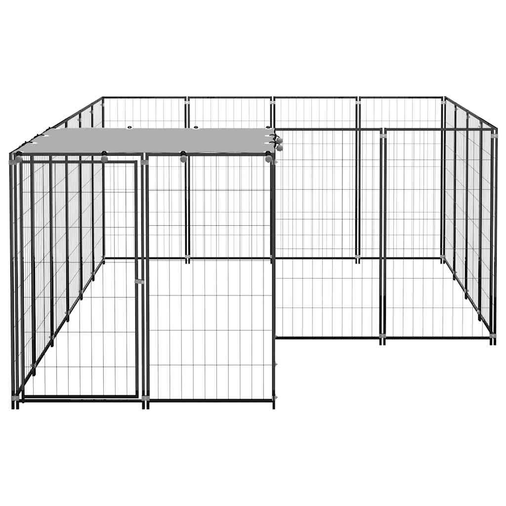 vidaXL Dog Kennel 6.05 m² Steel Black