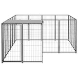 vidaXL Dog Kennel 6.05 m² Steel Black